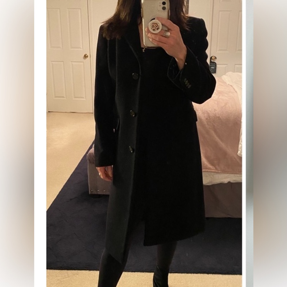 J. Crew Black Wool Cashmere Blend Long Dress Coat Size US 2